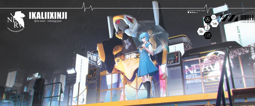 ayanami rei and eva 00 (neon genesis evangelion) drawn by yigali_xinji