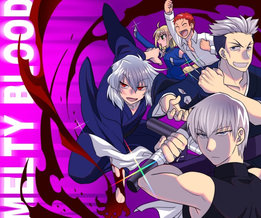 tohno shiki, nanako, inui arihiko, and nanaya kiri (tsukihime and 1 more) drawn by akariya_kuubu
