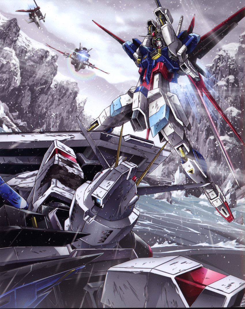 freedom gundam, impulse gundam, force impulse gundam, and minerva (gundam and 2 more)