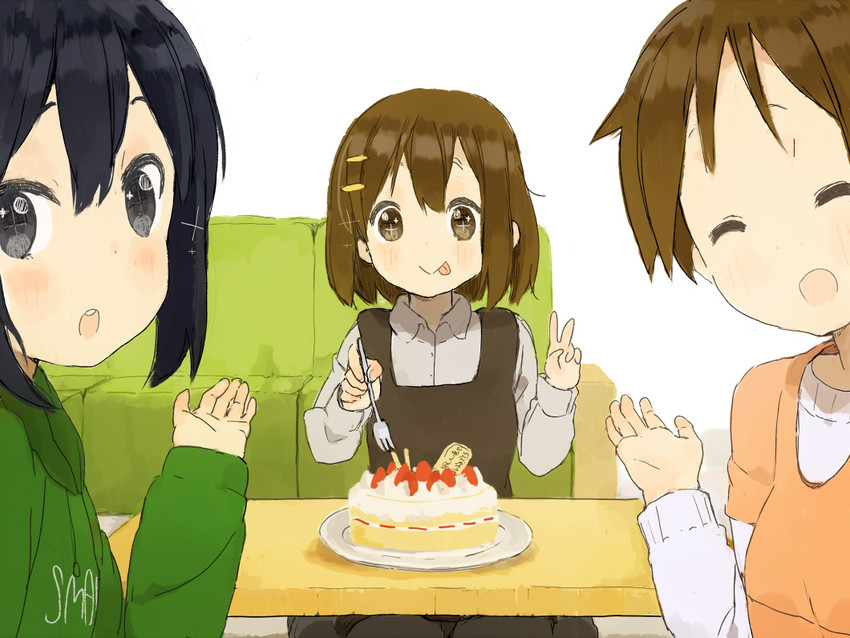 nakano azusa, hirasawa yui, and hirasawa ui (k-on!) drawn by nasuna