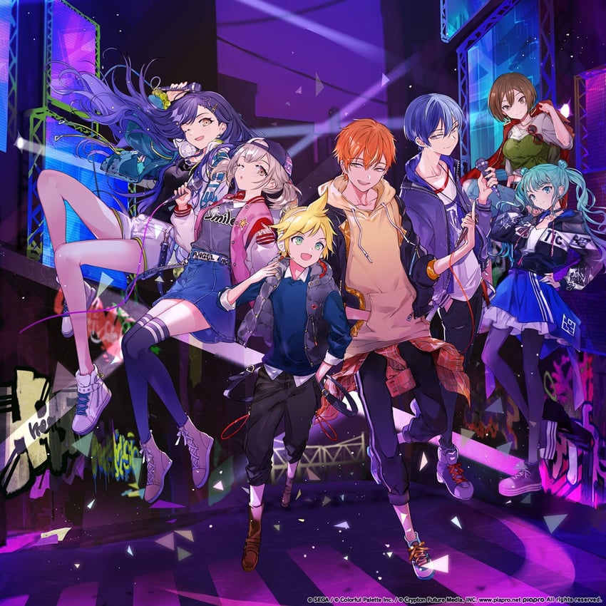 hatsune miku, kagamine len, meiko, shinonome akito, shiraishi an, and 5 more (vocaloid and 1 more) drawn by suou_(sdurorhr)