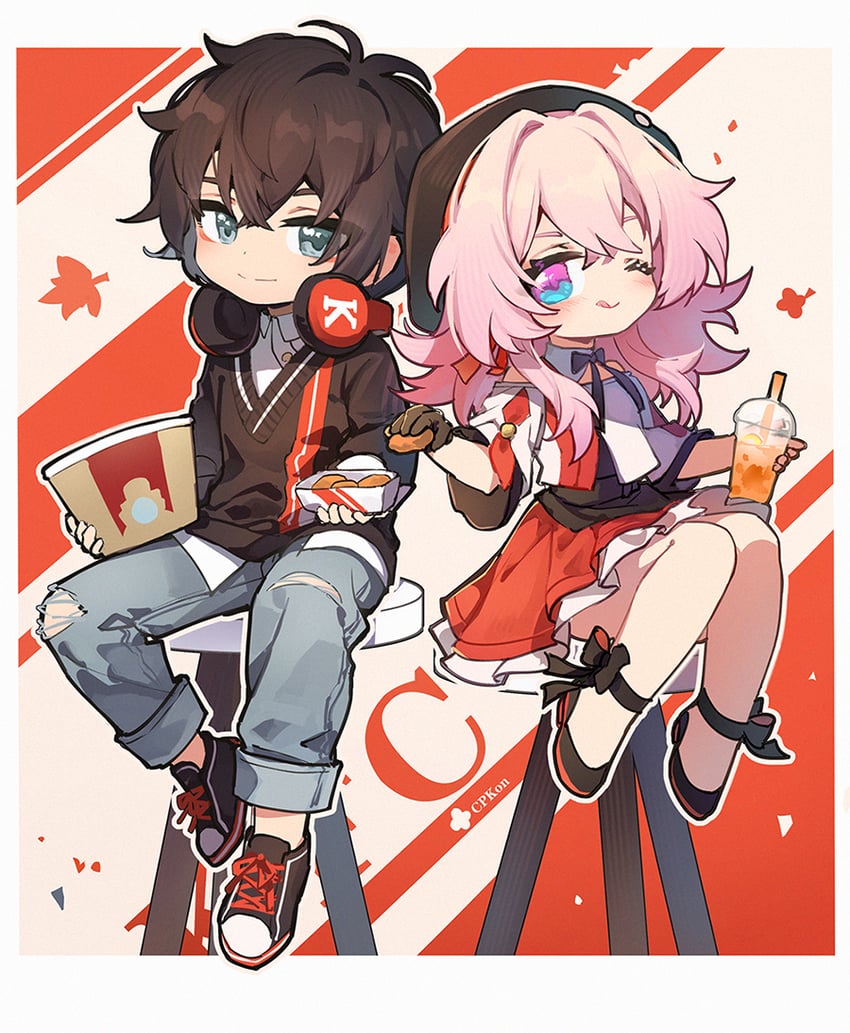 march 7th and dan heng (honkai and 1 more) drawn by cat_princess