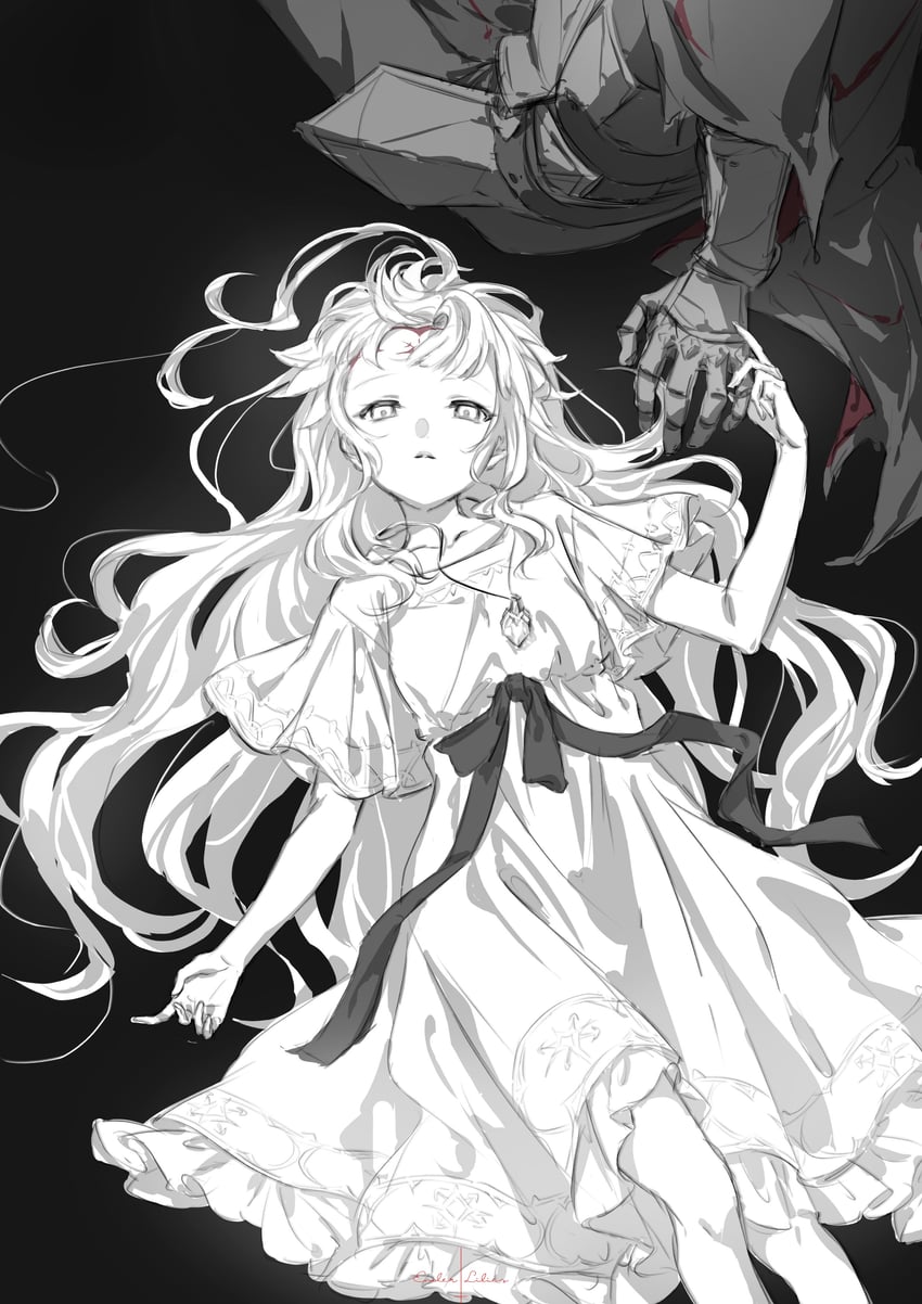 lily and umbral knight (ender lilies quietus of the knights) drawn by masu0o0