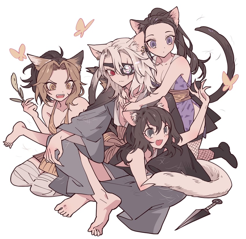 uzui tengen, makio, hinatsuru, and suma (kimetsu no yaiba) drawn by meremero