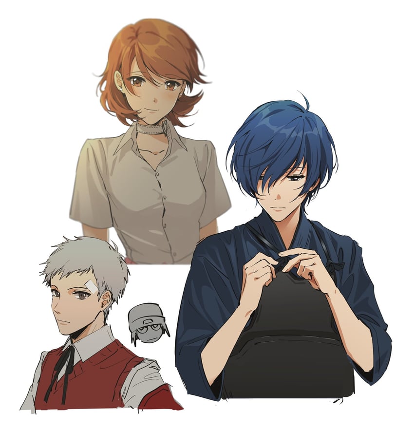 yuuki makoto, takeba yukari, sanada akihiko, and aragaki shinjirou (persona and 1 more) drawn by sophie_(693432)