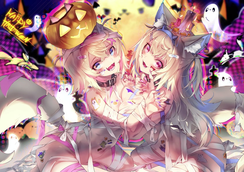 fuwawa abyssgard and mococo abyssgard (hololive and 1 more) drawn by pparus