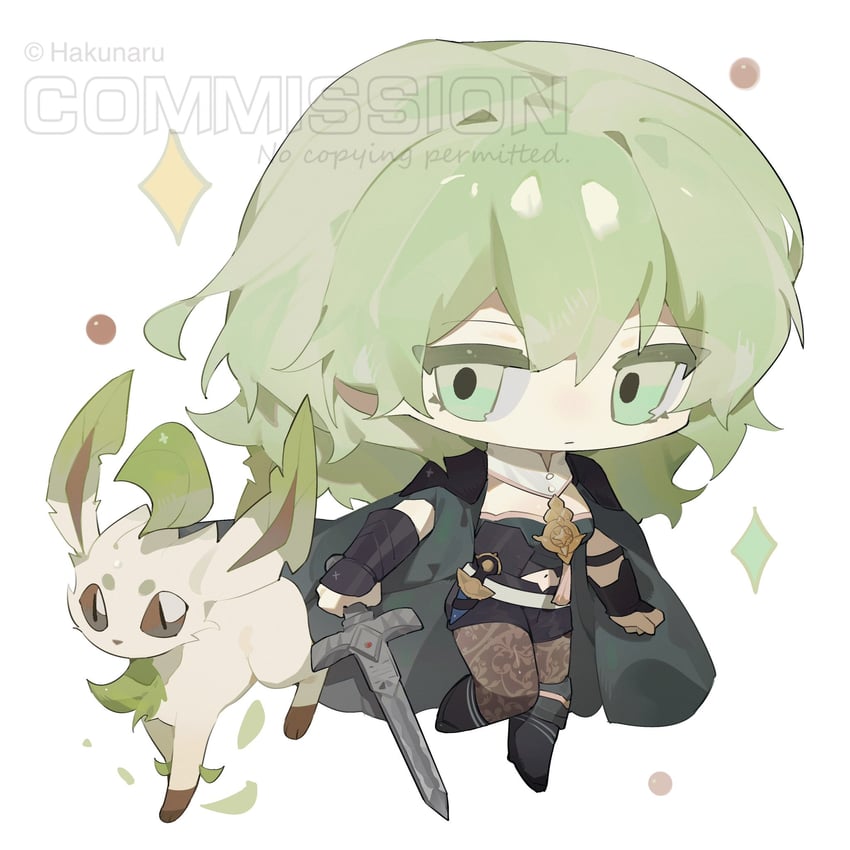 leafeon and female byleth (pokemon and 2 more) drawn by hakunaru