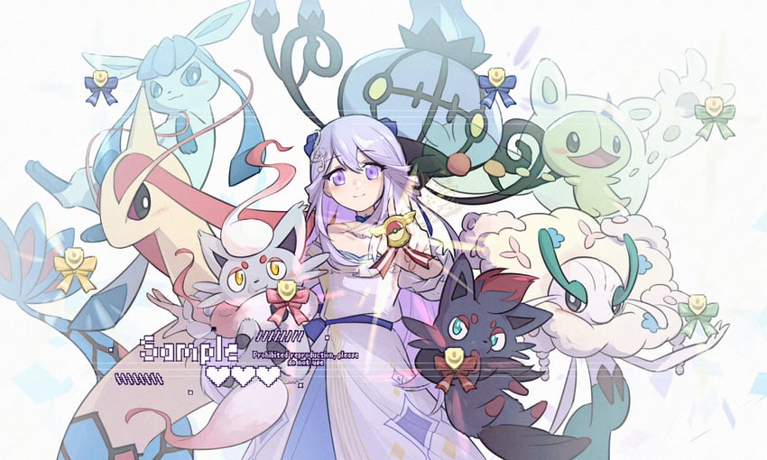 glaceon, chandelure, milotic, zorua, hisuian zorua, and 2 more (pokemon) drawn by robinlovesop