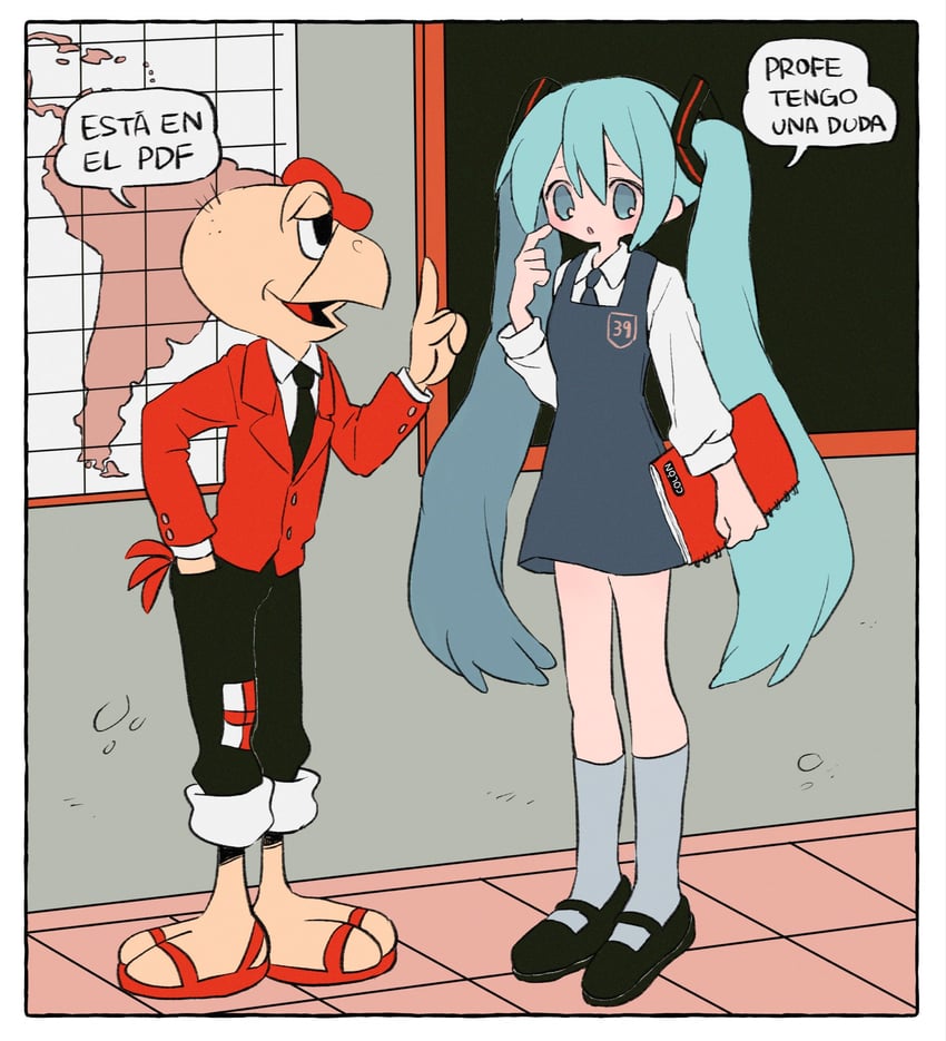 hatsune miku and condorito (vocaloid and 1 more) drawn by ri_(qrcode)