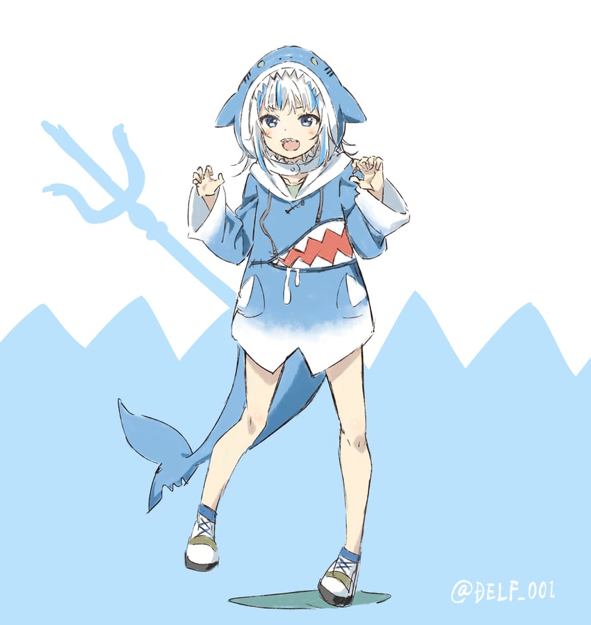 gawr gura (hololive and 1 more) drawn by delf