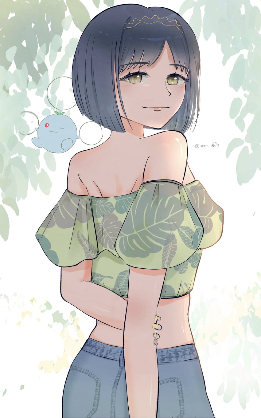 erika and jumpluff (pokemon and 1 more) drawn by star_dr0p
