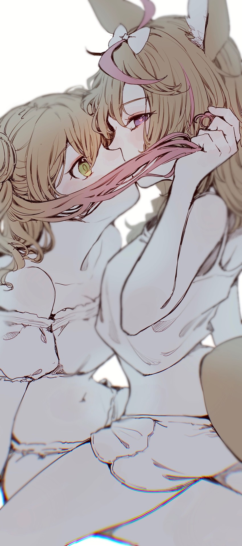 omaru polka and momosuzu nene (hololive) drawn by wabi_darake