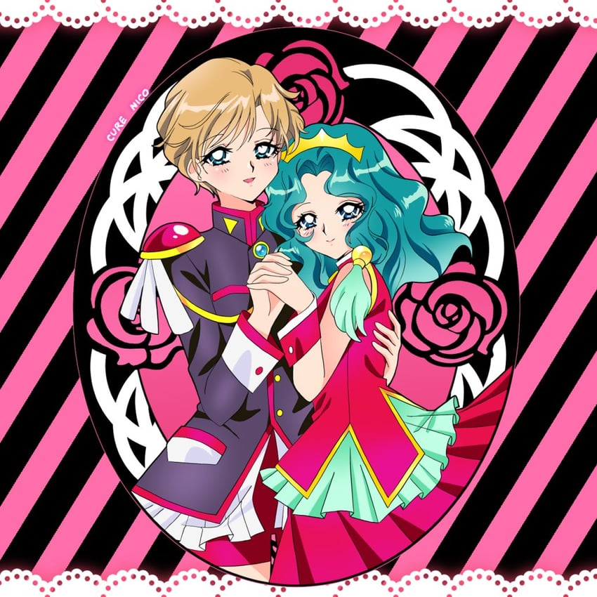 ten'ou haruka, kaiou michiru, tenjou utena, and himemiya anthy (bishoujo senshi sailor moon and 1 more) drawn by cure_nico