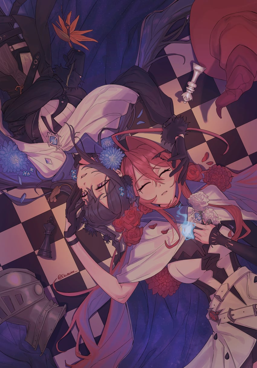 nerissa ravencroft and elizabeth rose bloodflame (hololive and 2 more) drawn by elisbian