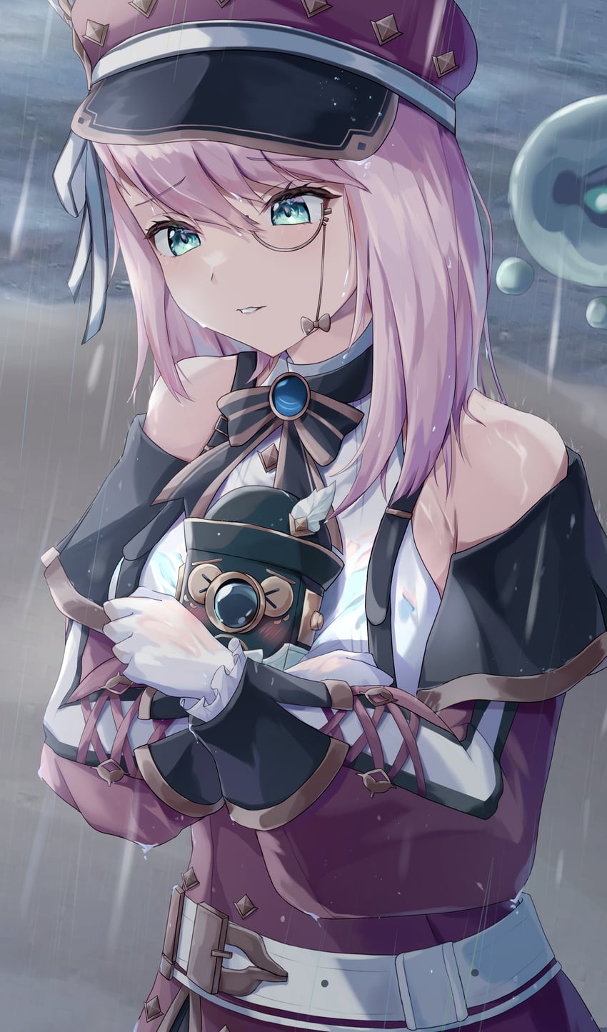charlotte and hydro eidolon (genshin impact) drawn by haneshuu_rie