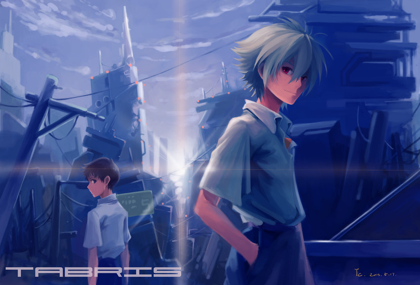 ikari shinji and nagisa kaworu (neon genesis evangelion) drawn by mangshuo