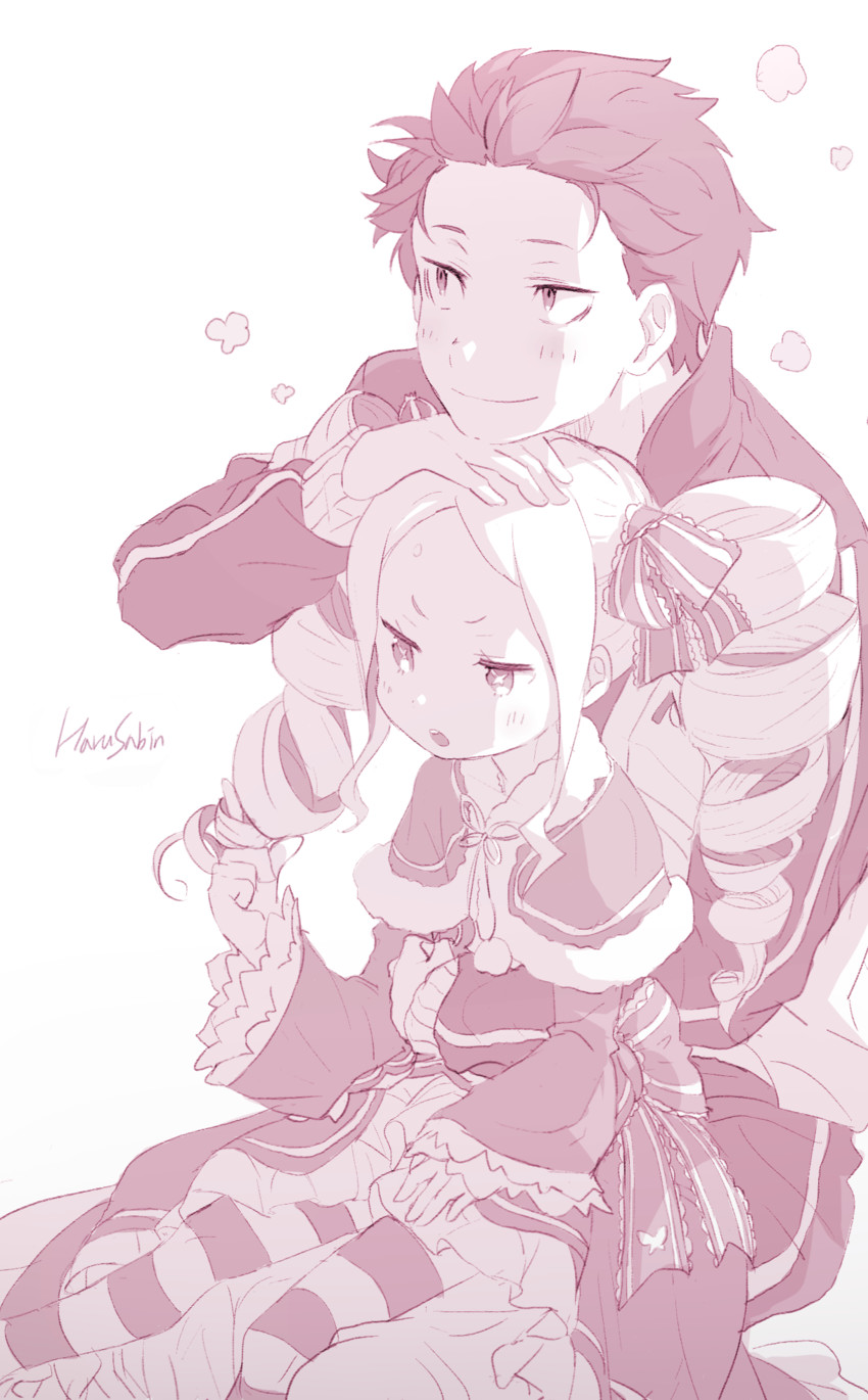 natsuki subaru and beatrice (re:zero kara hajimeru isekai seikatsu) drawn by harusabin