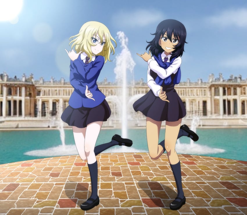 andou and oshida (girls und panzer and 1 more) drawn by key_(gaigaigai123)