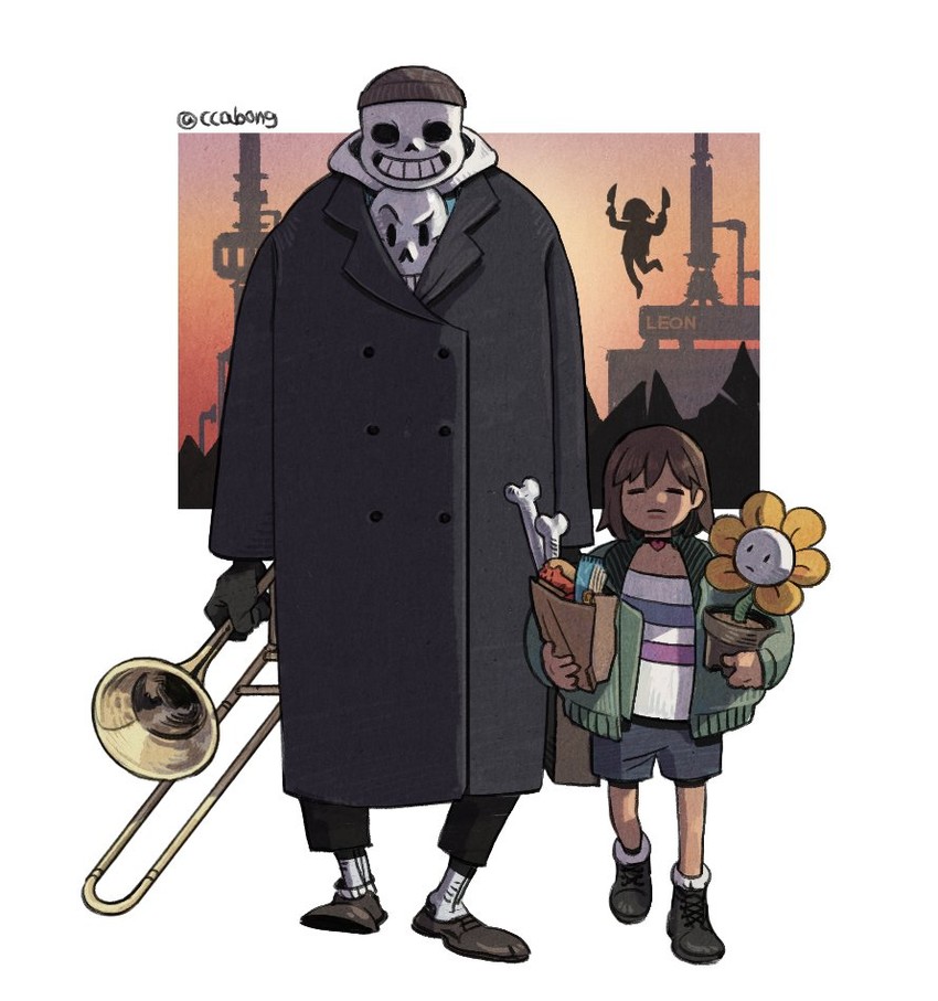 frisk, chara, sans, papyrus, and flowey (undertale and 1 more)