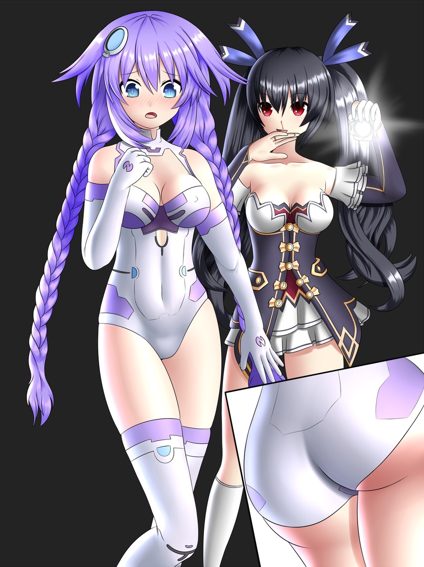 purple heart, noire, and purple sister (neptune and 1 more) drawn by twistedscarlett60
