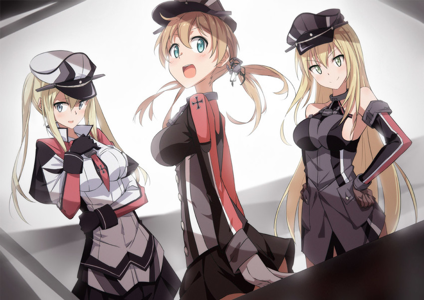 prinz eugen, bismarck, and graf zeppelin (kantai collection) drawn by tomato_(lsj44867)