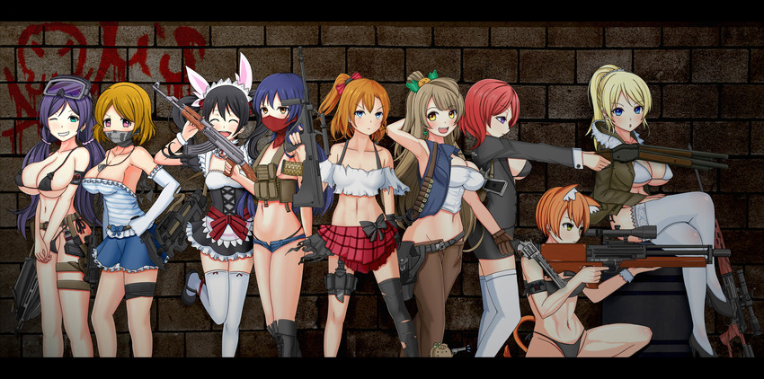 nishikino maki, tojo nozomi, sonoda umi, yazawa nico, ayase eli, and 4 more (love live! and 1 more) drawn by nightmore