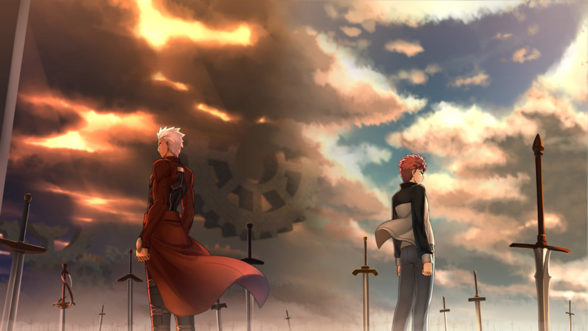 emiya shirou and archer (fate and 2 more) drawn by kotera_ryou