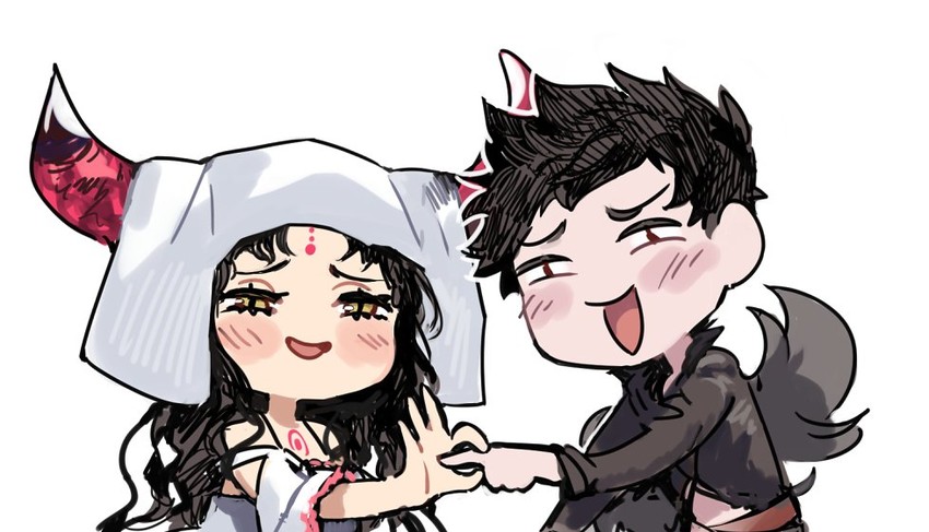 sessyoin kiara and belial (fate and 2 more) drawn by idk-kun