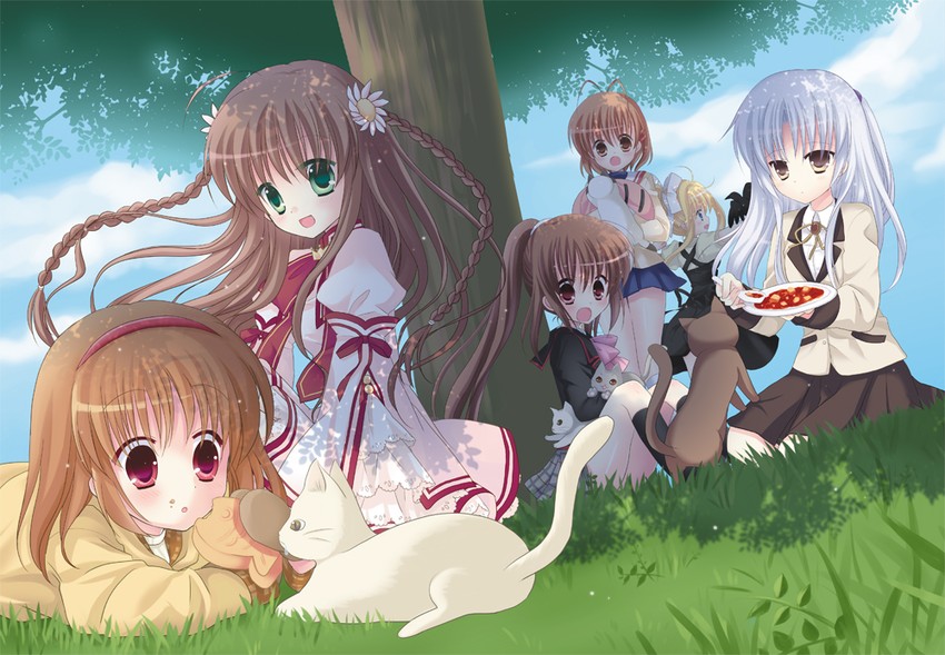 tachibana kanade, natsume rin, kamio misuzu, furukawa nagisa, tsukimiya ayu, and 1 more (little busters! and 7 more) drawn by hoshimame_mana