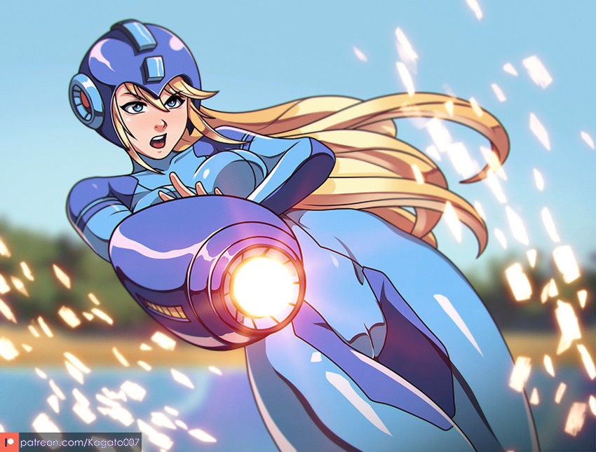 samus aran and mega man (super smash bros. and 2 more) drawn by kagato007