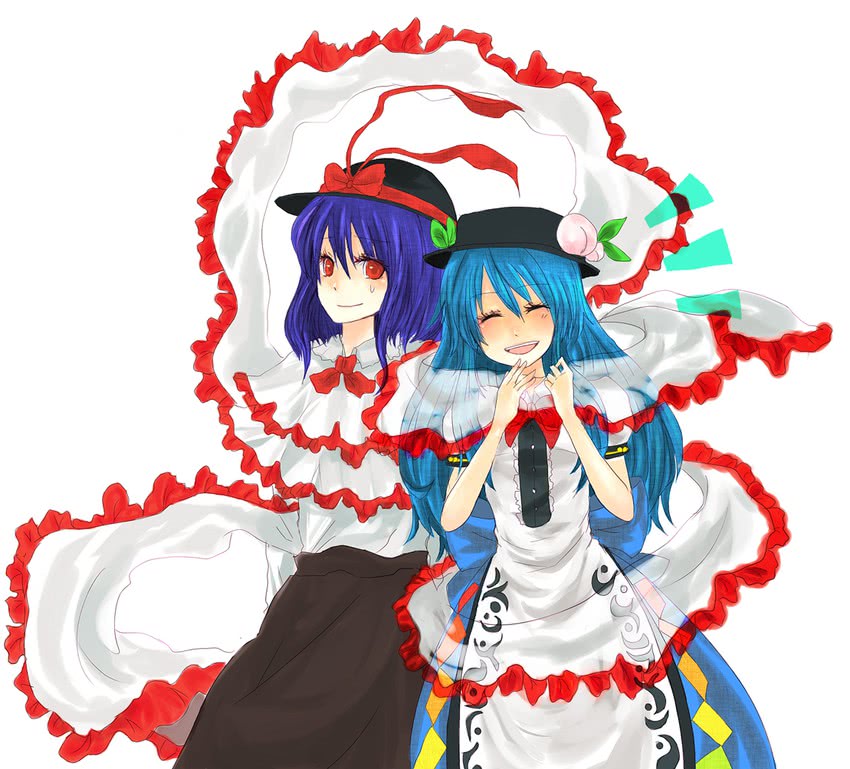 hinanawi tenshi and nagae iku (touhou) drawn by chiri_(o9o9)