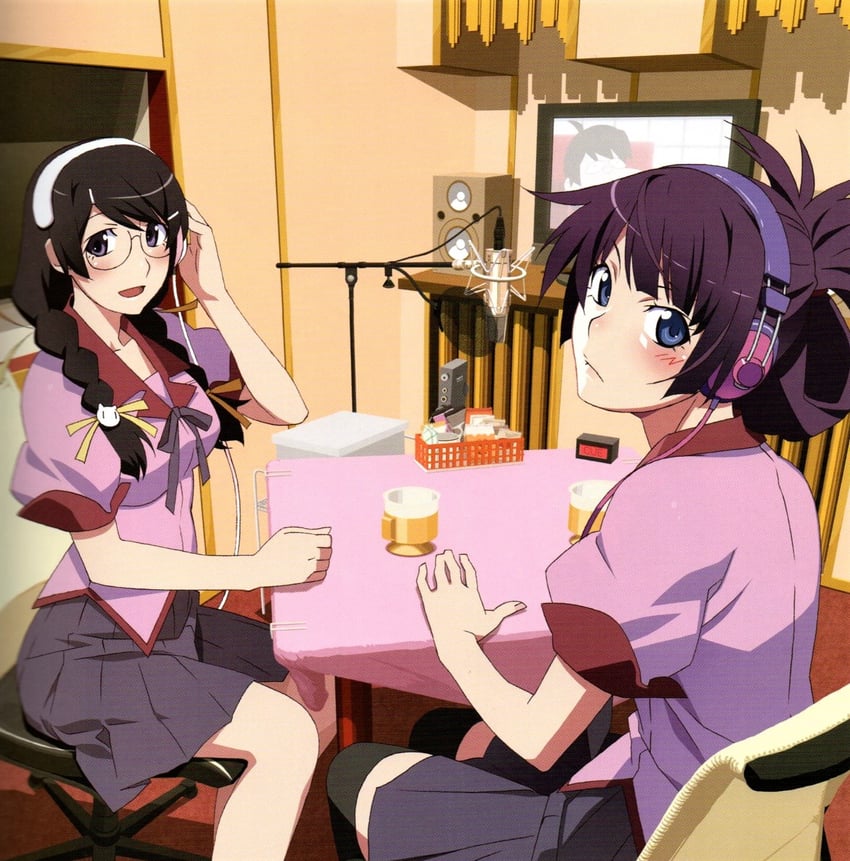 senjougahara hitagi and hanekawa tsubasa (monogatari) drawn by watanabe_akio
