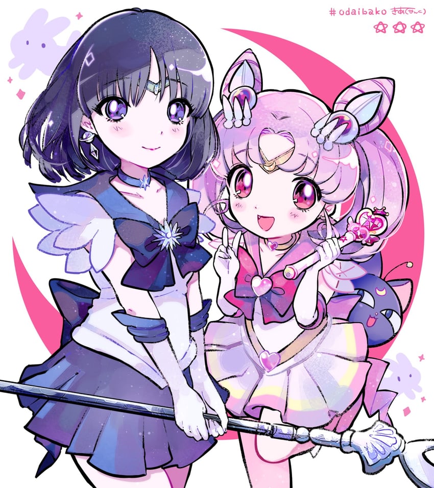 chibi usa, tomoe hotaru, sailor saturn, sailor chibi moon, super sailor chibi moon, and 1 more (bishoujo senshi sailor moon and 3 more) drawn by kiato