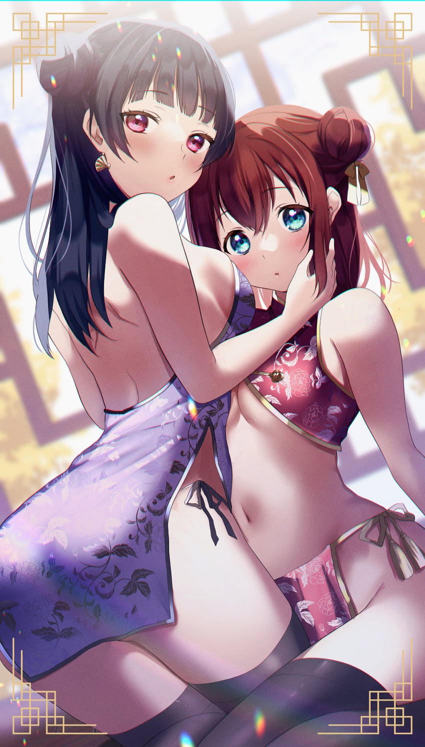 tsushima yoshiko and kurosawa ruby (love live! and 1 more) drawn by kazepana