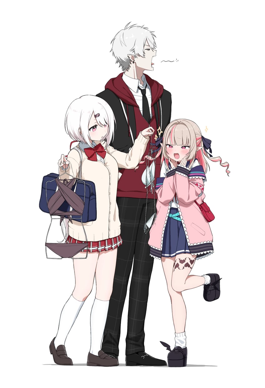 makaino ririmu, shiina yuika, and kuzuha (nijisanji) drawn by po_(po_495)
