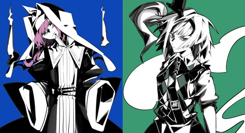 konpaku youmu and saigyouji yuyuko (touhou and 2 more) drawn by xian_qishui