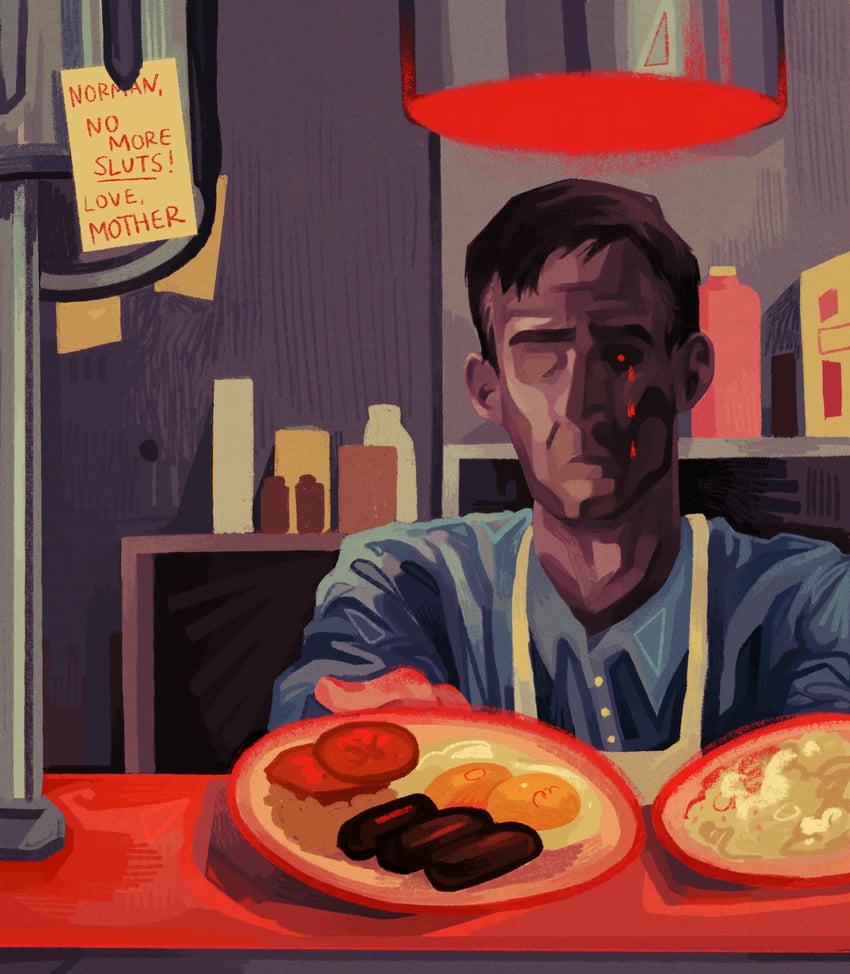 norman bates (psycho and 1 more) drawn by quezify