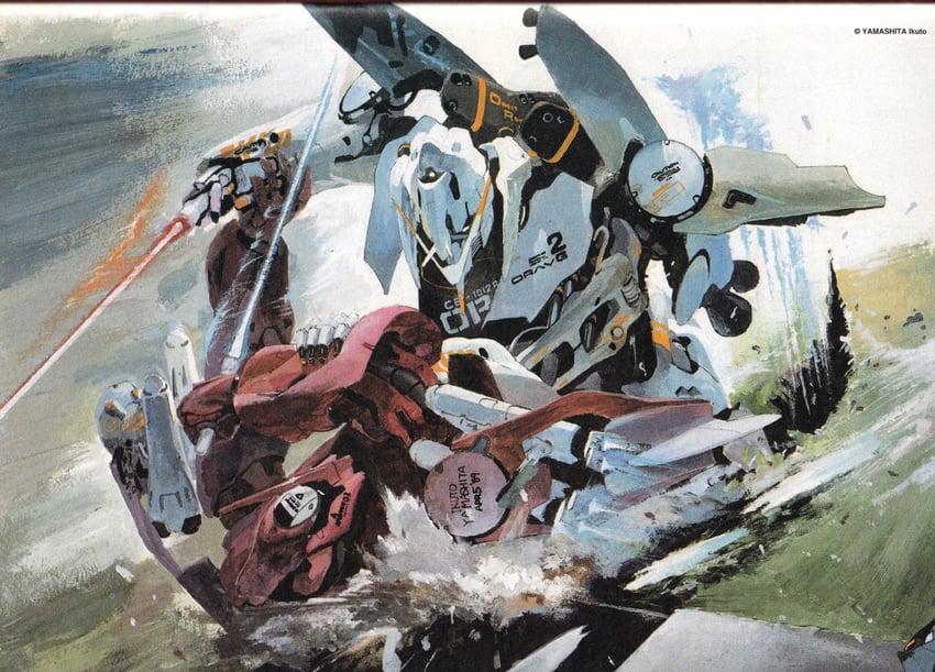 nu gundam and sazabi (gundam and 1 more) drawn by yamashita_ikuto