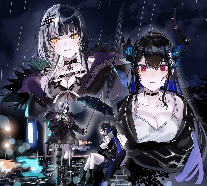 shiori novella and nerissa ravencroft (hololive and 1 more) drawn by yomosaka