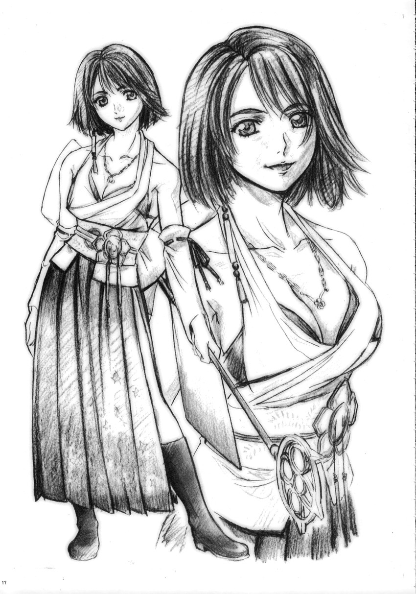 yuna (final fantasy and 2 more) drawn by yokota_mamoru