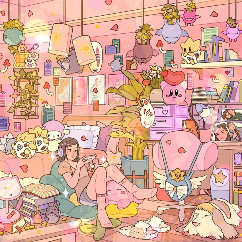 kirby, togepi, my melody, totoro, snom, and 2 more (original and 7 more) drawn by artimaking