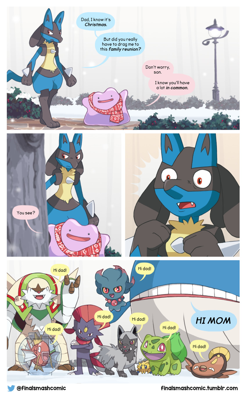lucario, bulbasaur, ditto, magikarp, misdreavus, and 6 more (pokemon) drawn by yayster