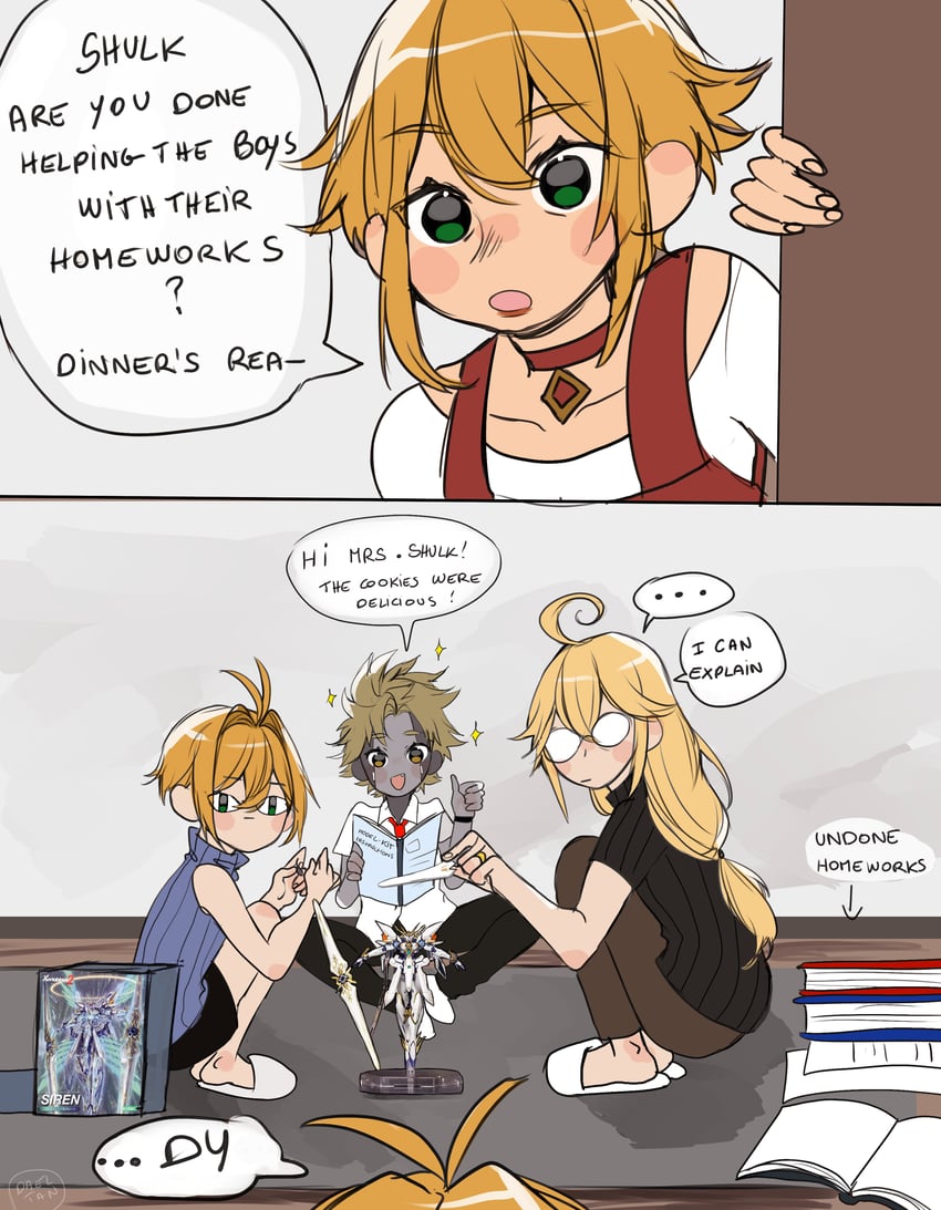 shulk, fiora, nikol, siren, and valdi (xenoblade chronicles and 4 more) drawn by dadeltan