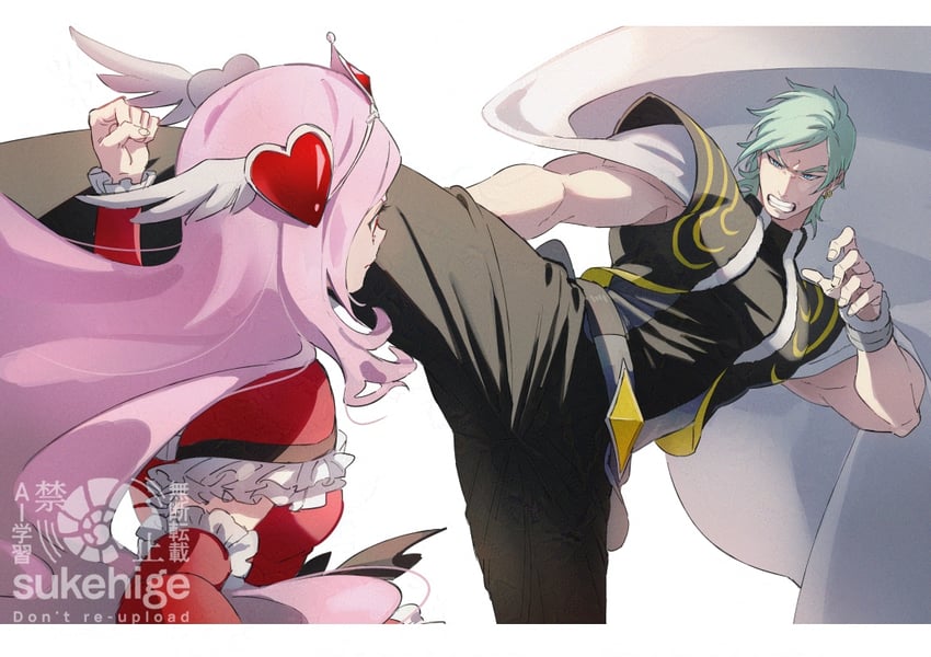 higashi setsuna, cure passion, and wester (precure and 1 more) drawn by sukehige