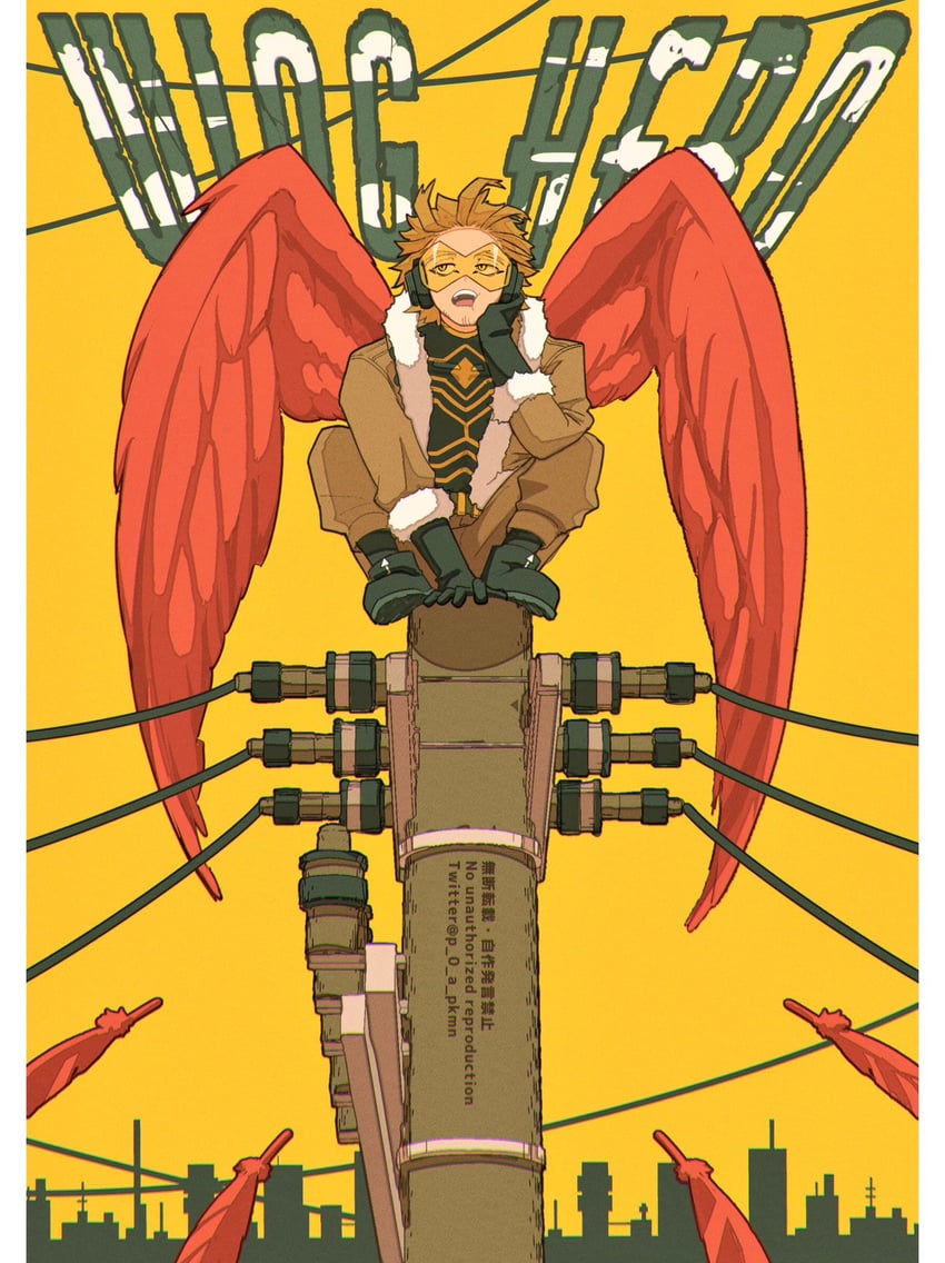hawks (boku no hero academia) drawn by p_0_a