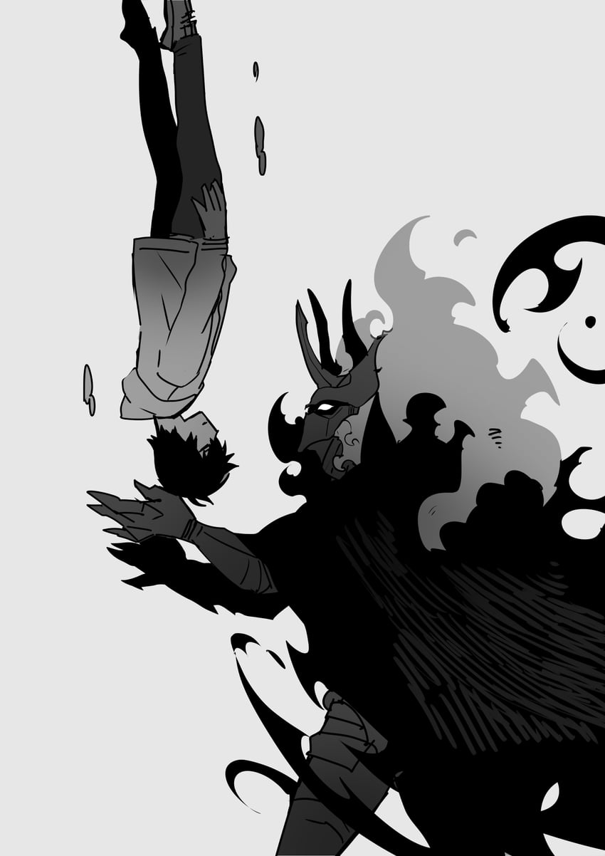 sung jin-woo and ashborn (solo leveling) drawn by hiyomon