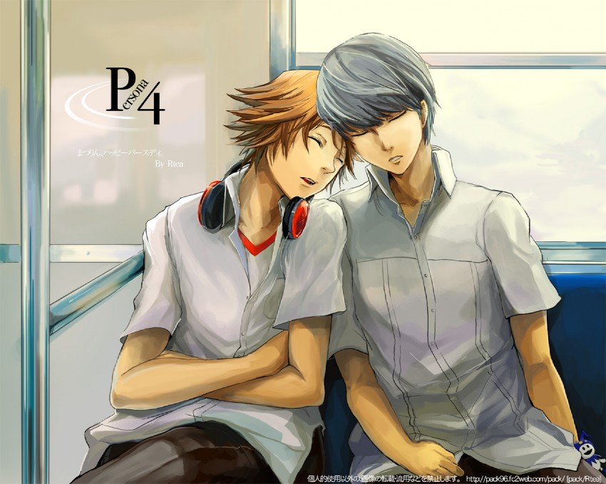 narukami yu and hanamura yousuke (persona and 1 more) drawn by maguchimo
