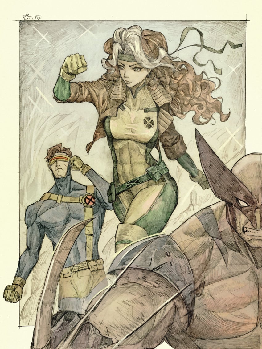 wolverine, rogue, and cyclops (marvel and 1 more) drawn by subakeye