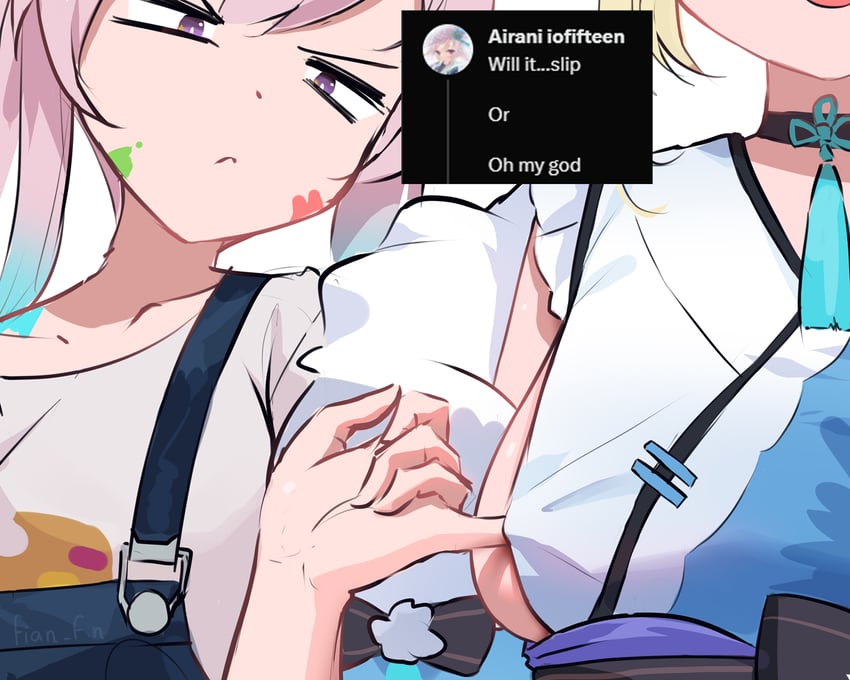 fuwawa abyssgard and airani iofifteen (hololive and 3 more) drawn by fian_f.n