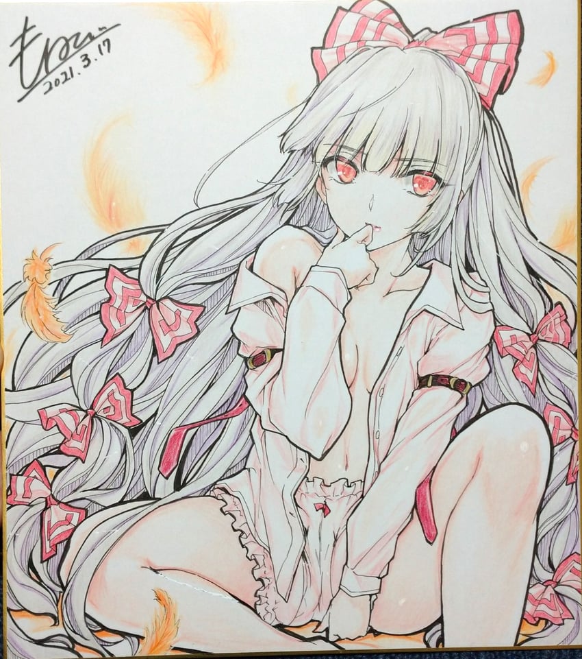 fujiwara no mokou (touhou) drawn by monety